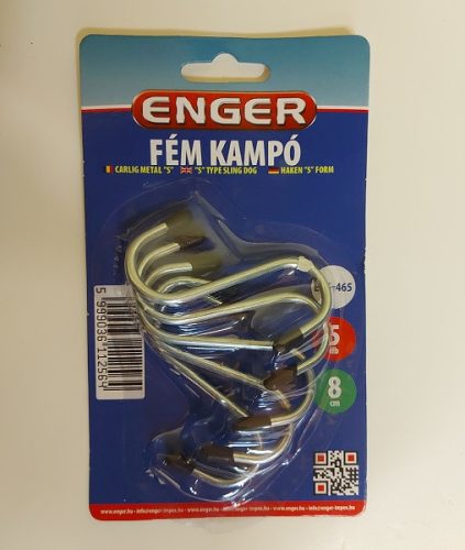 Kampó fém S 8 cm gumis vég 5 db-os