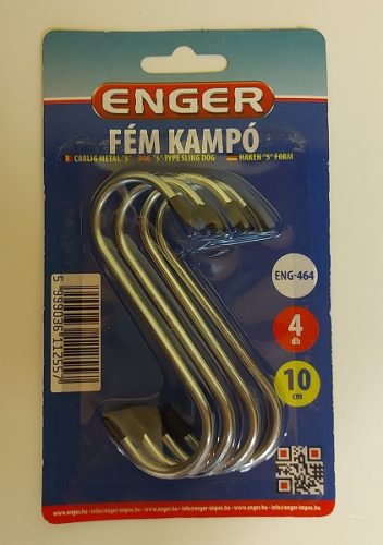 Kampó fém S 10 cm gumis vég 4 db-os