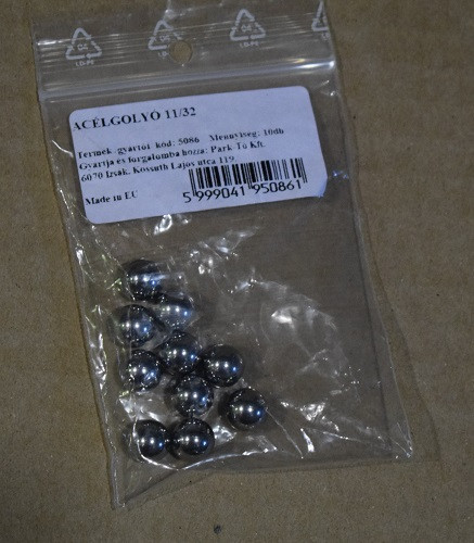 Acélgolyó 11/32 10 db-os