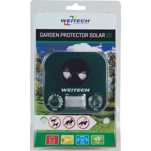 Weitech Ultrahangos kutya-macska riasztó -napelemes-75 m2